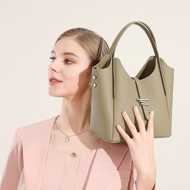Women’s Genuine Leather Commuter Top Handle Crossbody Shoulder Bag In Minimalist Style