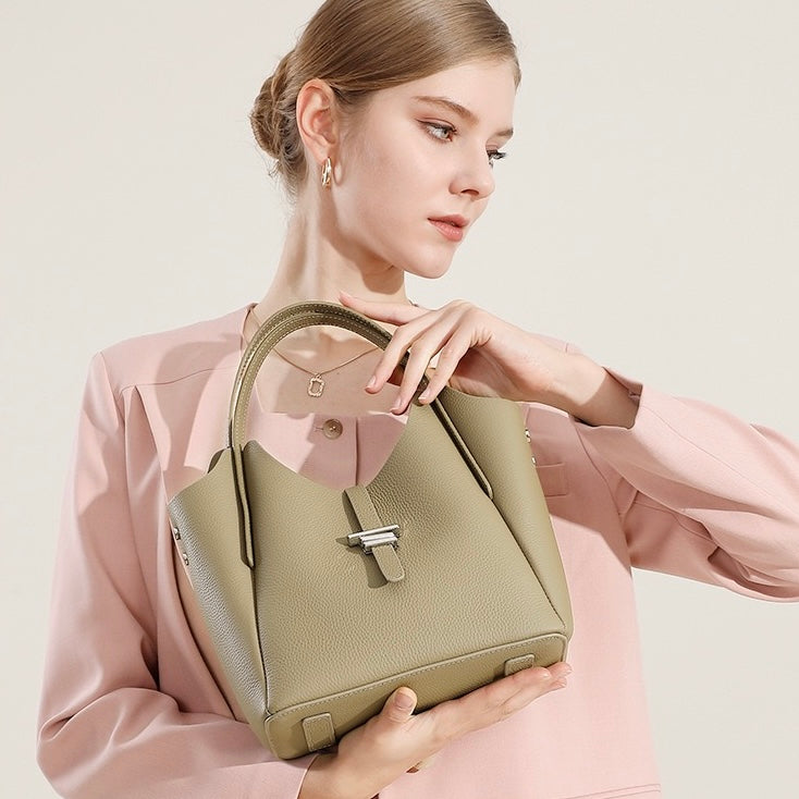Women’s Genuine Leather Commuter Top Handle Crossbody Shoulder Bag In Minimalist Style