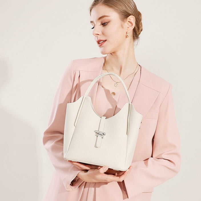 Women’s Genuine Leather Commuter Top Handle Crossbody Shoulder Bag In Minimalist Style