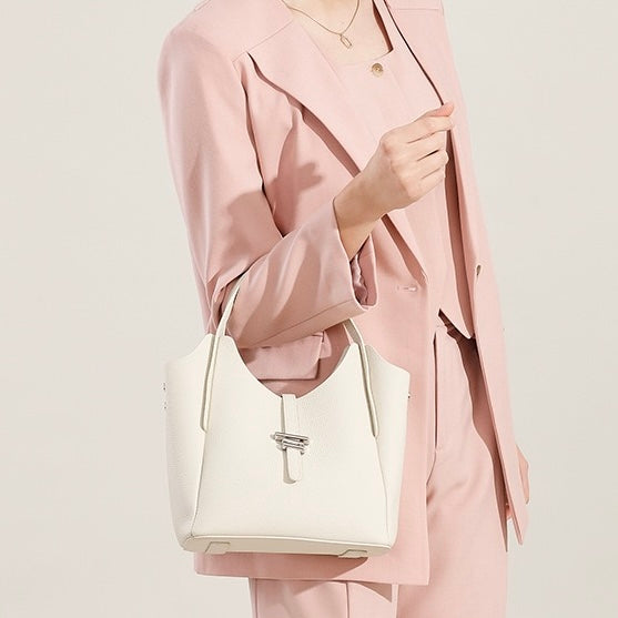 Women’s Genuine Leather Commuter Top Handle Crossbody Shoulder Bag In Minimalist Style