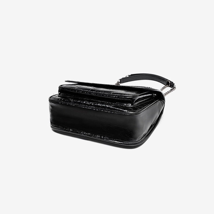 Women’s Genuine Leather Chain Detail Large Capacity Messenger Shoulder Bag