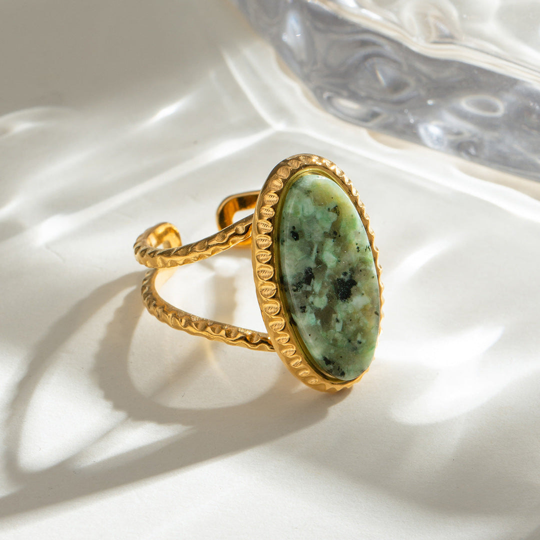 Luxury Oval Turquoise Tiger's Eye Ring (Adjustable)