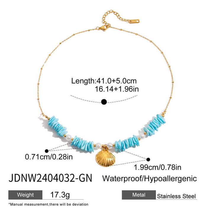 Mint Green Shell Pearl Pendant Necklace