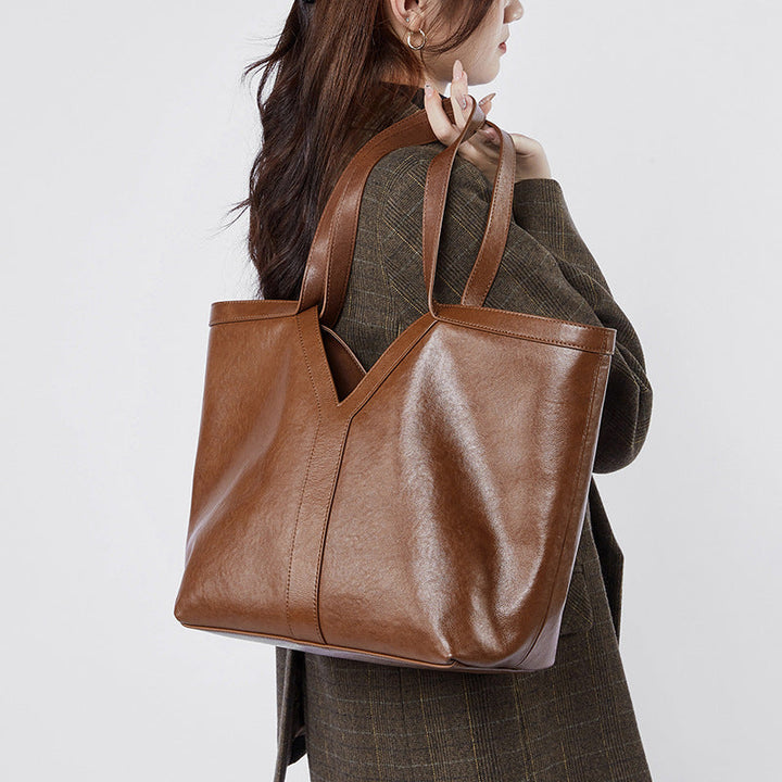 Korean Style Autumn Genuine Leather Tote Bag