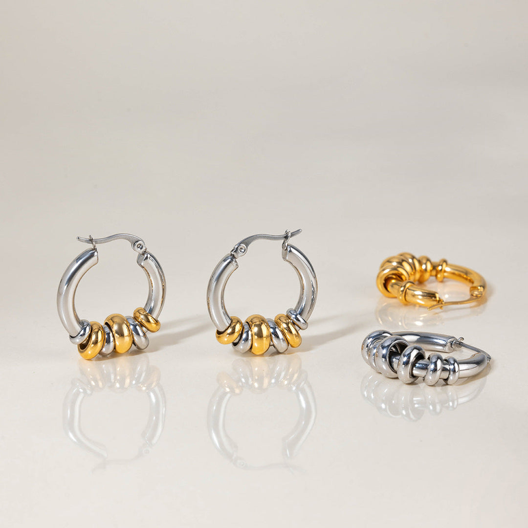 Geometric Interlocking Ring Earrings