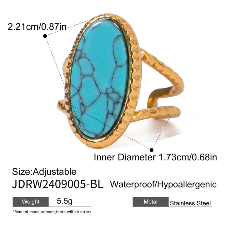 Luxury Oval Turquoise Tiger's Eye Ring (Adjustable)