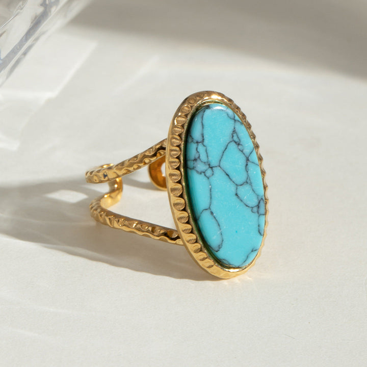 Luxury Oval Turquoise Tiger's Eye Ring (Adjustable)