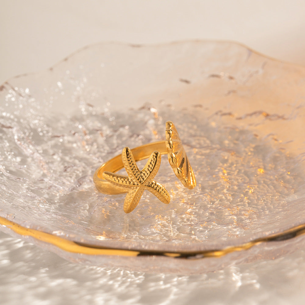 Ocean Series Starfish & Shell Ring