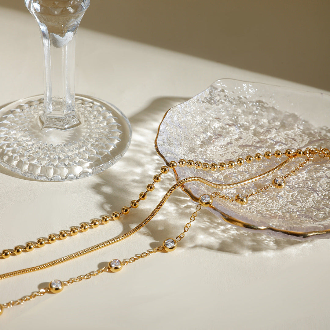 Multi-Layer Bracelet Adorned with Zircons