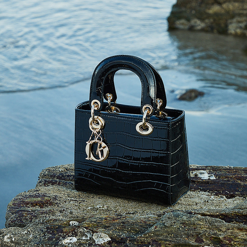 Women's Luxury Croc-Embossed Genuine Leather Top-Handle Bag