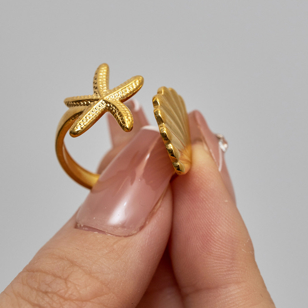 Ocean Series Starfish & Shell Ring