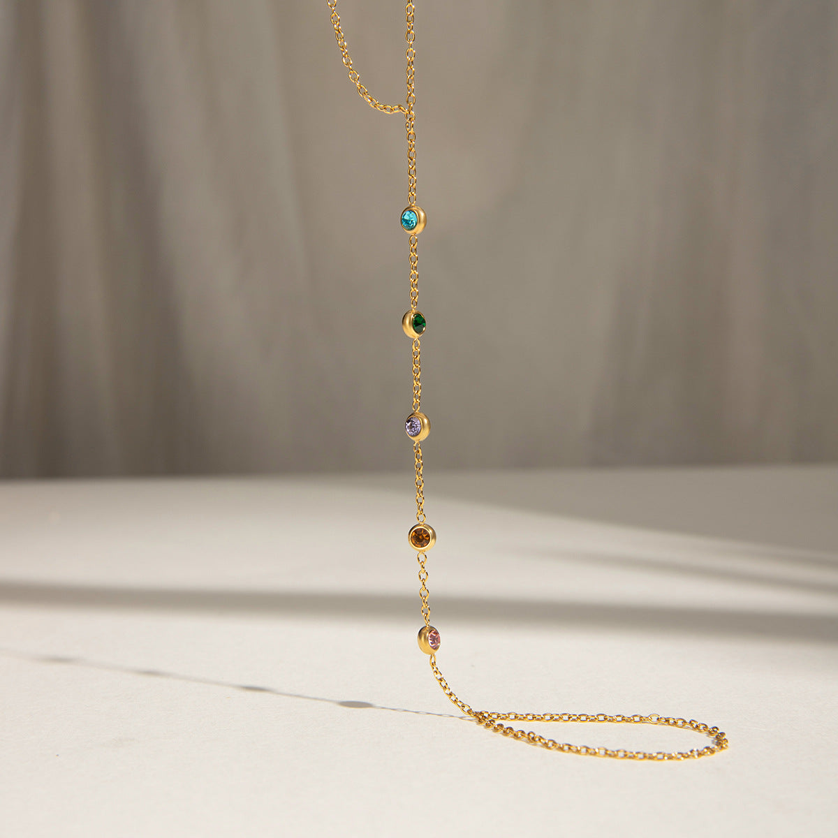 Minimalist Bracelet Inlaid with Colored Diamonds