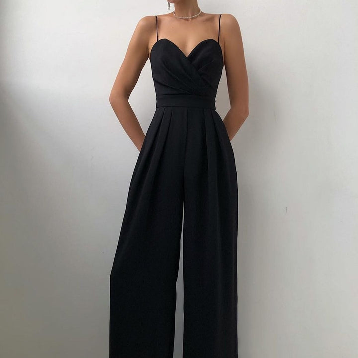 Imani - Elegant Spaghetti Strap Wide-Leg Jumpsuit