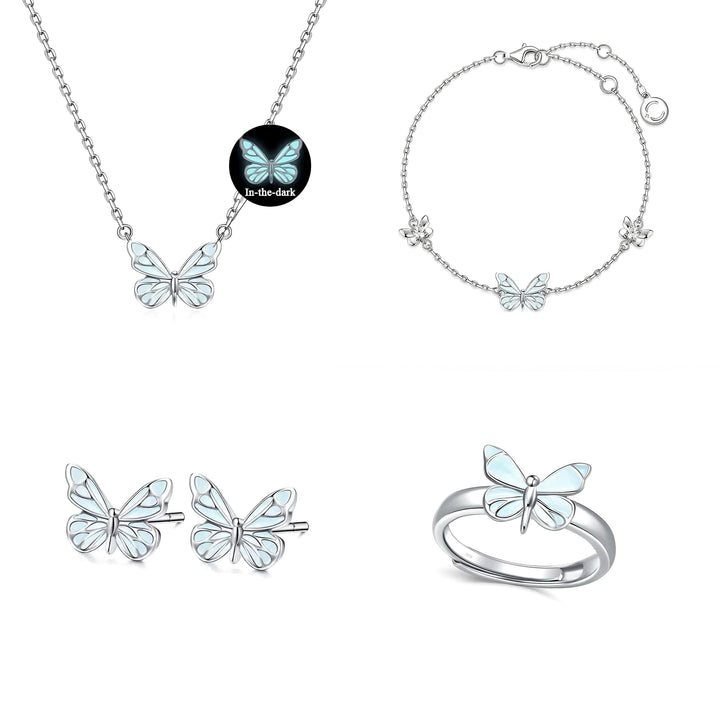 Luminous Dream Blue Butterfly Jewelry 4-in-1 Bundle