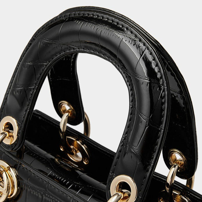 Women's Luxury Croc-Embossed Genuine Leather Top-Handle Bag