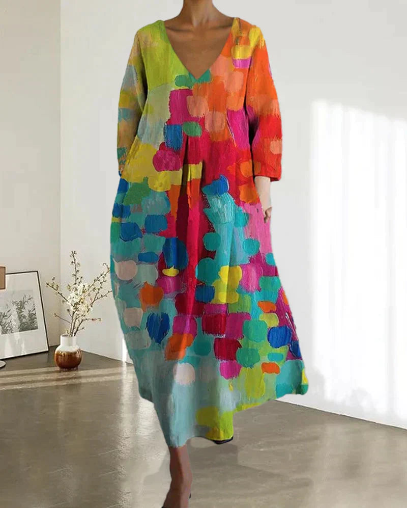 Sandra - Colourful printed dress for women