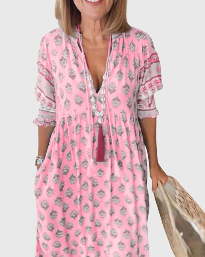 Bridget - Printed V-Neck Dress