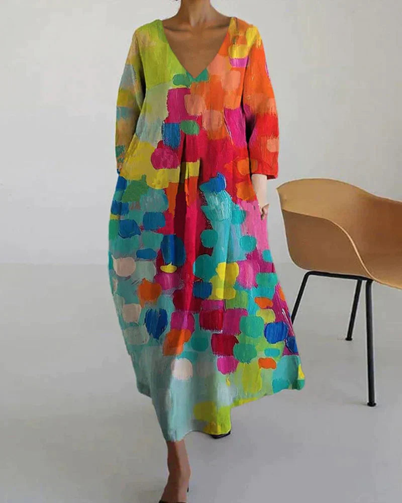 Sandra - Colourful printed dress for women