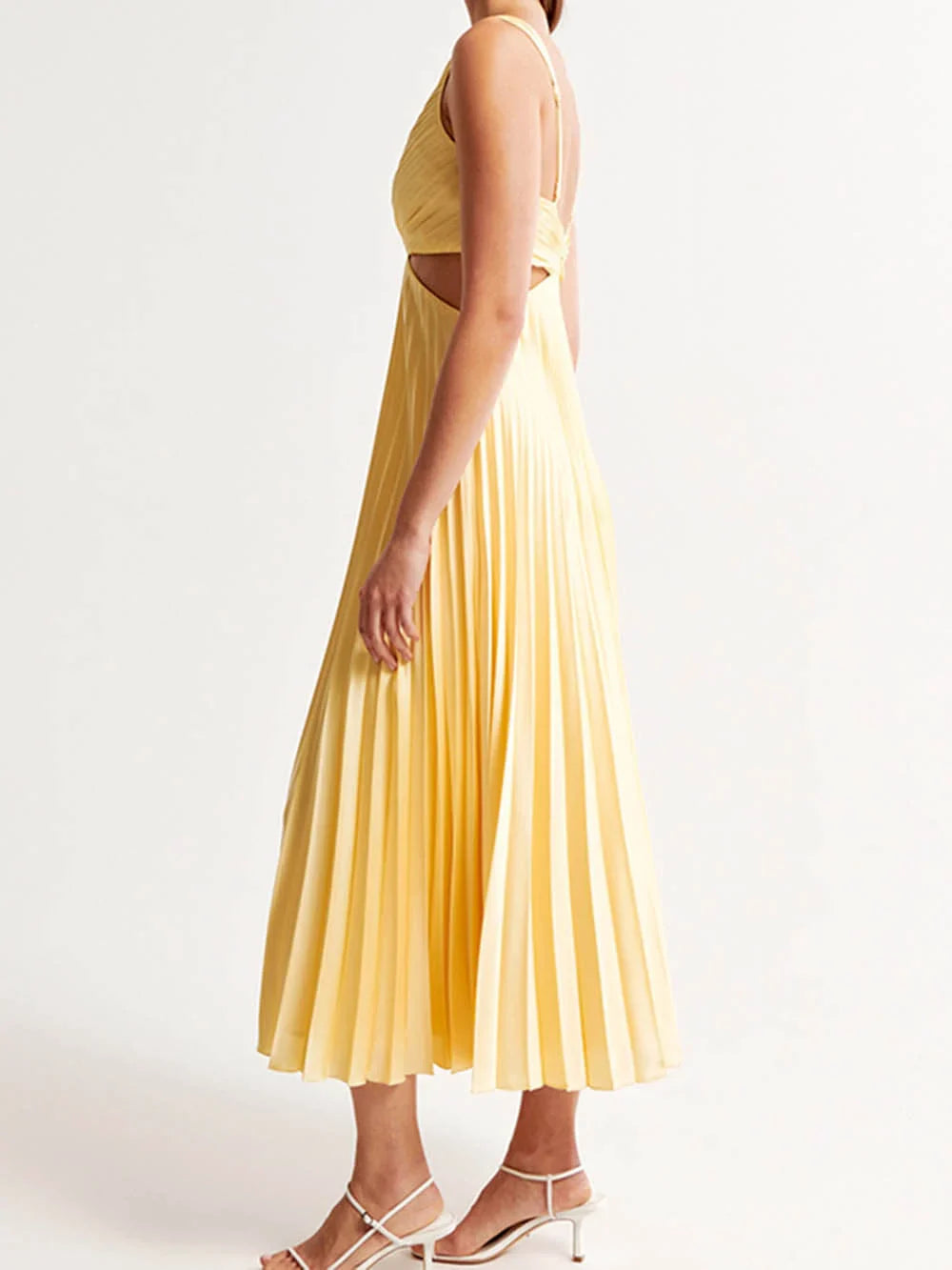 Judy - Elegant pleated evening midi dress for women