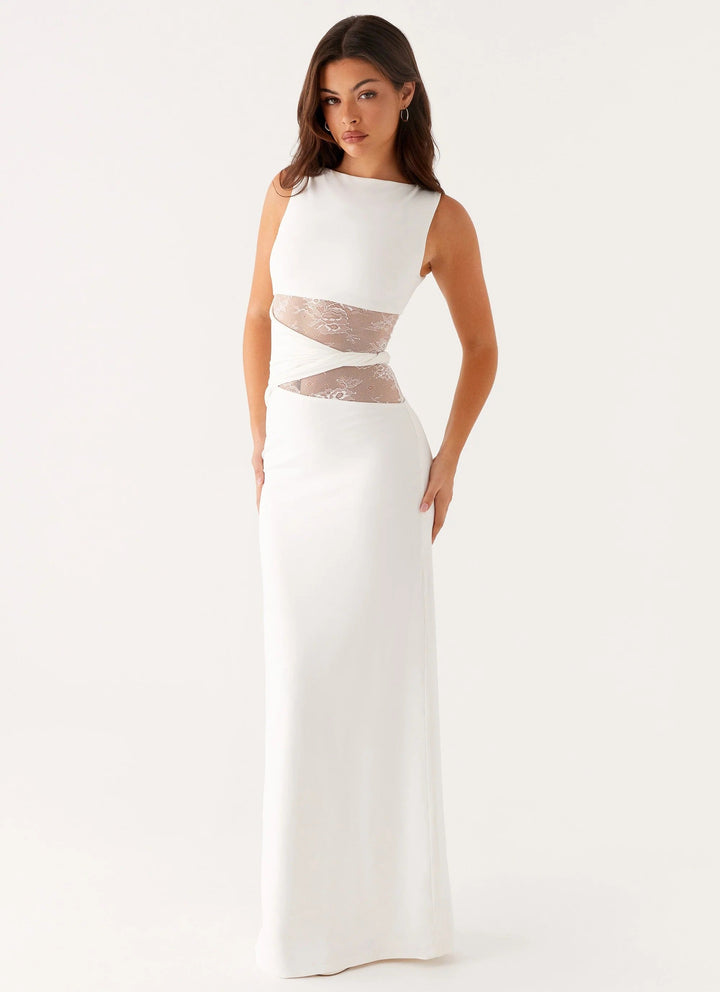 Leni | Flowy Maxi Dress with Subtle Cut-Outs and Lacing